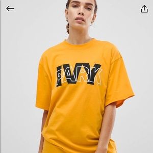 IVY PARK logo oversized t shirt in yellow NWT sz S